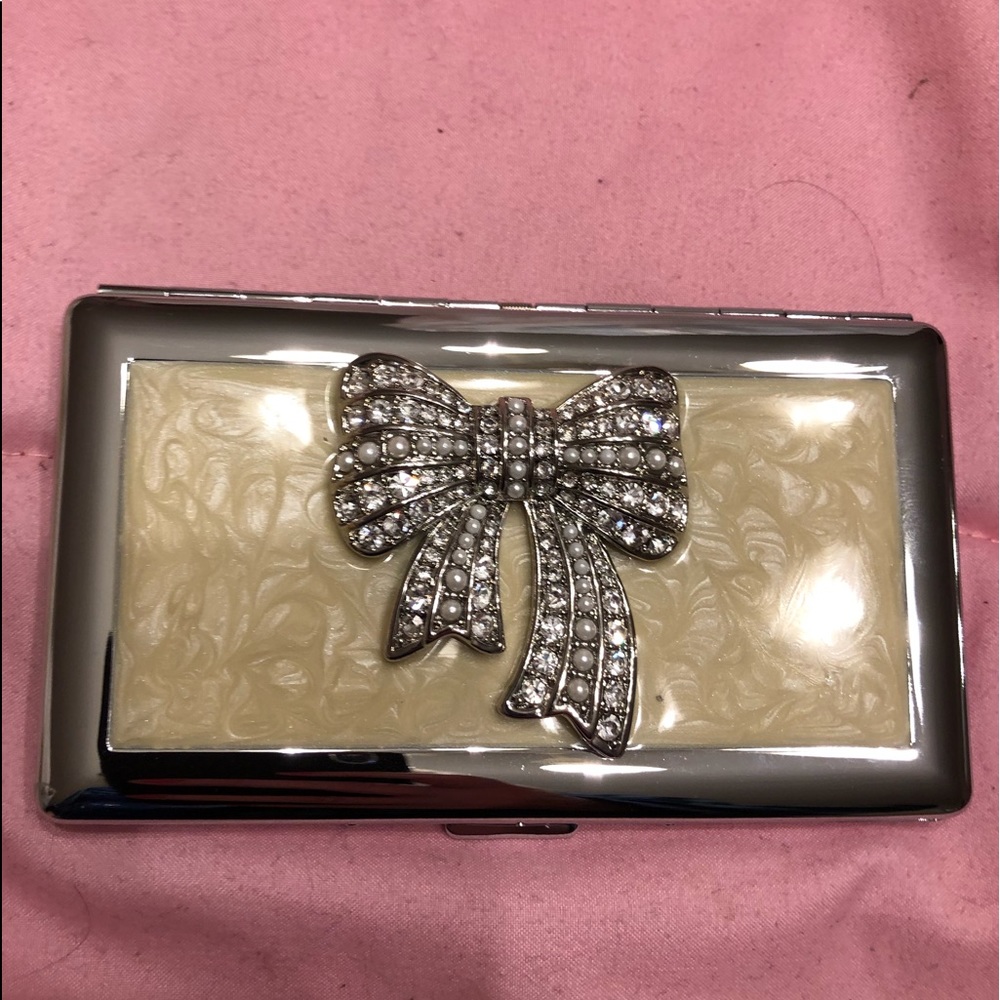 Rhinestone Mirrored inside Business Card Holder